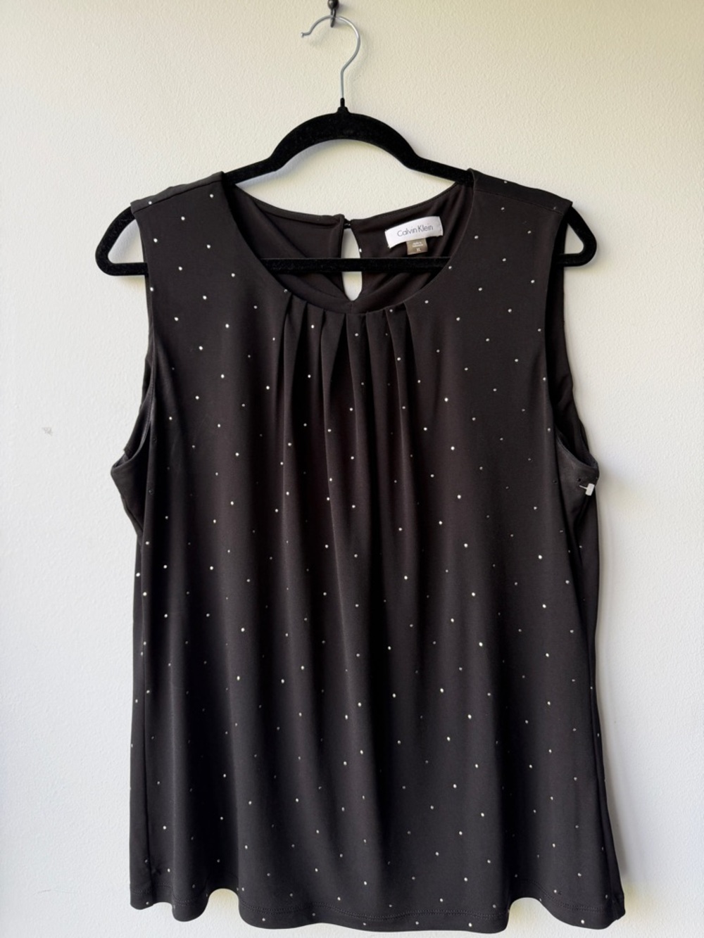 Calvin Klein Black (shell) silver gems sleeveless Blouse, size XL - Picture 5 of 7